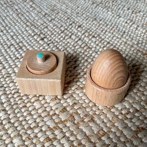 2 Wooden Lovevery Play Kit Baby Puzzles, Montessori Egg Cup & Pincer Puzzle